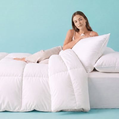 Sleepgram Twin Sized Pre Shrunk All Season Embroidered Cotton Comforter, White - VMInnovations
