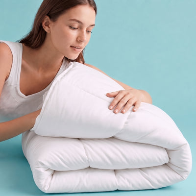 Sleepgram Twin Sized Pre Shrunk All Season Embroidered Cotton Comforter, White - VMInnovations