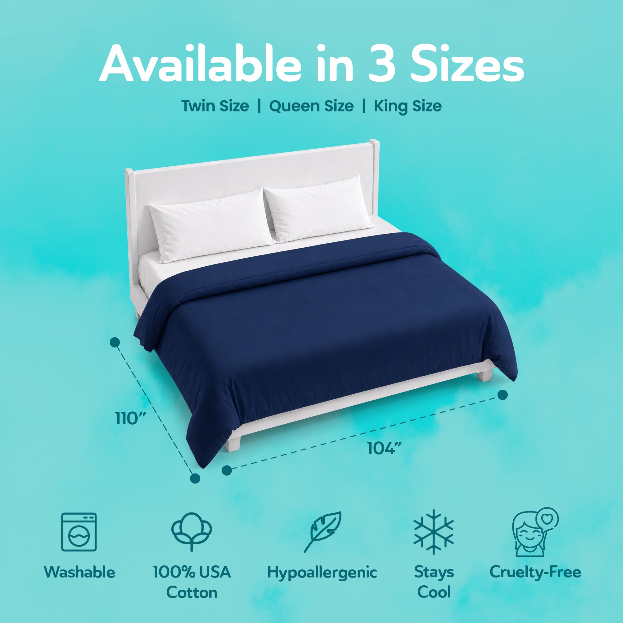 Sleepgram Supima 400 Thread Count Cotton Duvet Cover with Travel Bag, King, Blue
