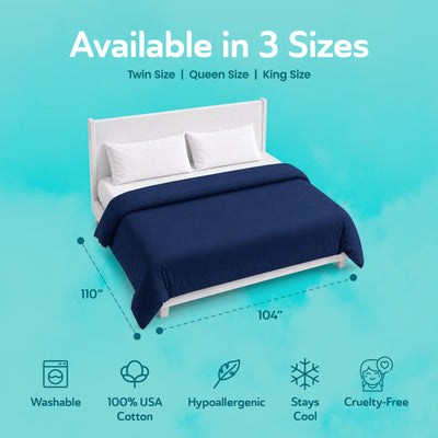Sleepgram Supima 400 Thread Count Cotton Duvet Cover with Travel Bag, King, Blue - VMInnovations