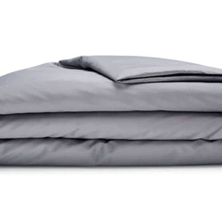 Sleepgram Supima 400 Thread Count Cotton Duvet Cover with Travel Bag, Twin, Grey