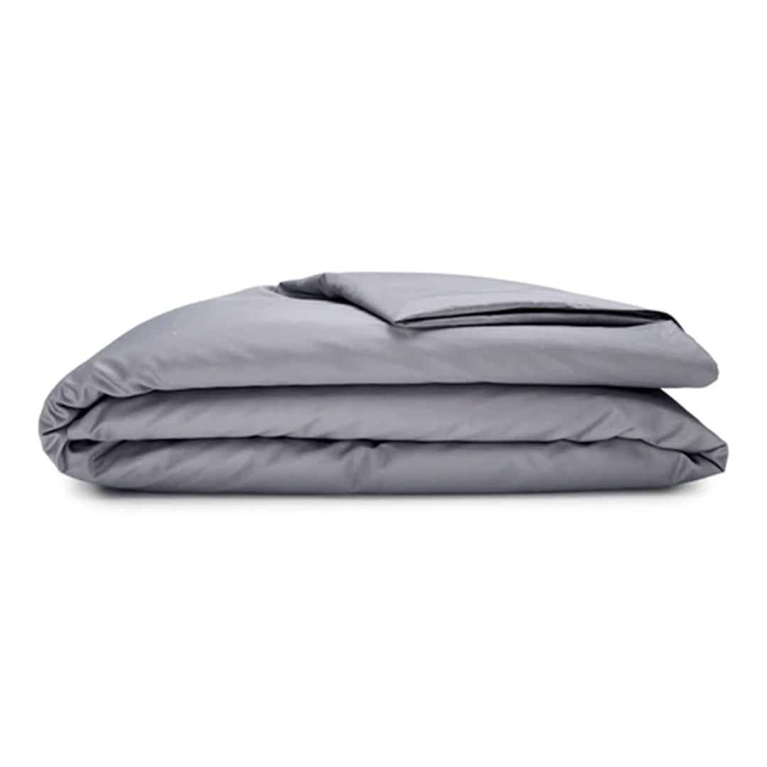 Sleepgram Supima 400 Thread Count Cotton Duvet Cover with Travel Bag, King, Grey