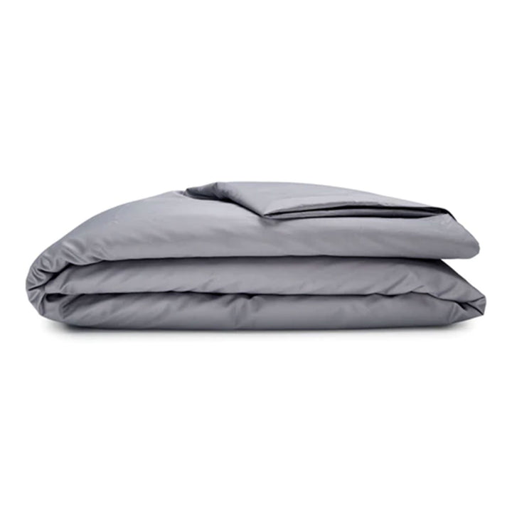 Sleepgram Supima 400 Thread Count Cotton Duvet Cover with Travel Bag, Twin, Grey