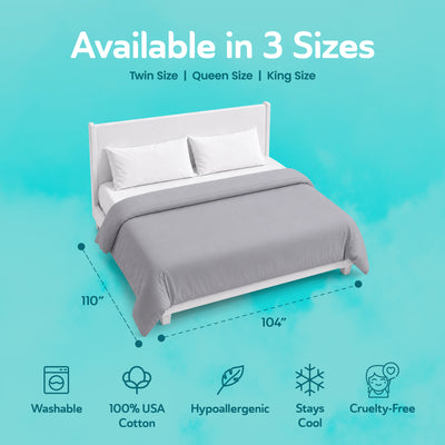 Sleepgram Supima 400 Thread Count Cotton Duvet Cover with Travel Bag, King, Grey