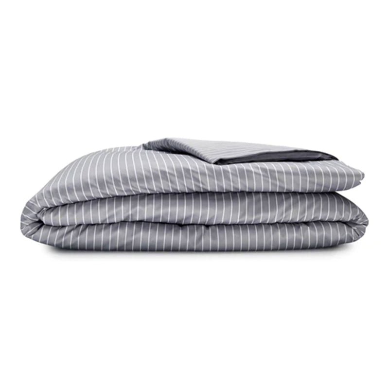 Sleepgram Supima 400 Thread Count Cotton Duvet Cover with Travel Bag, King, Grey