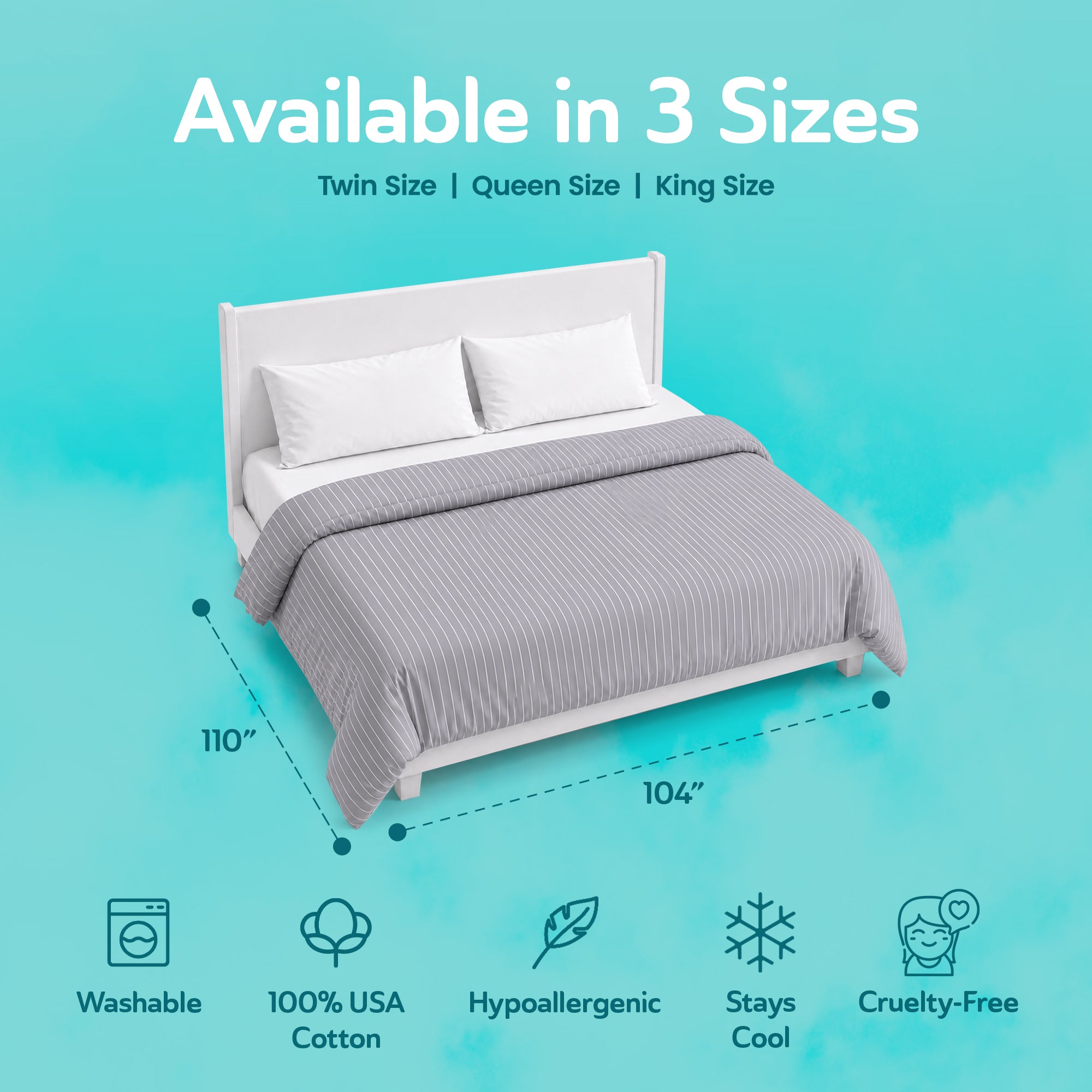 Sleepgram Supima 400 Thread Count Cotton Duvet Cover with Travel Bag, King, Grey