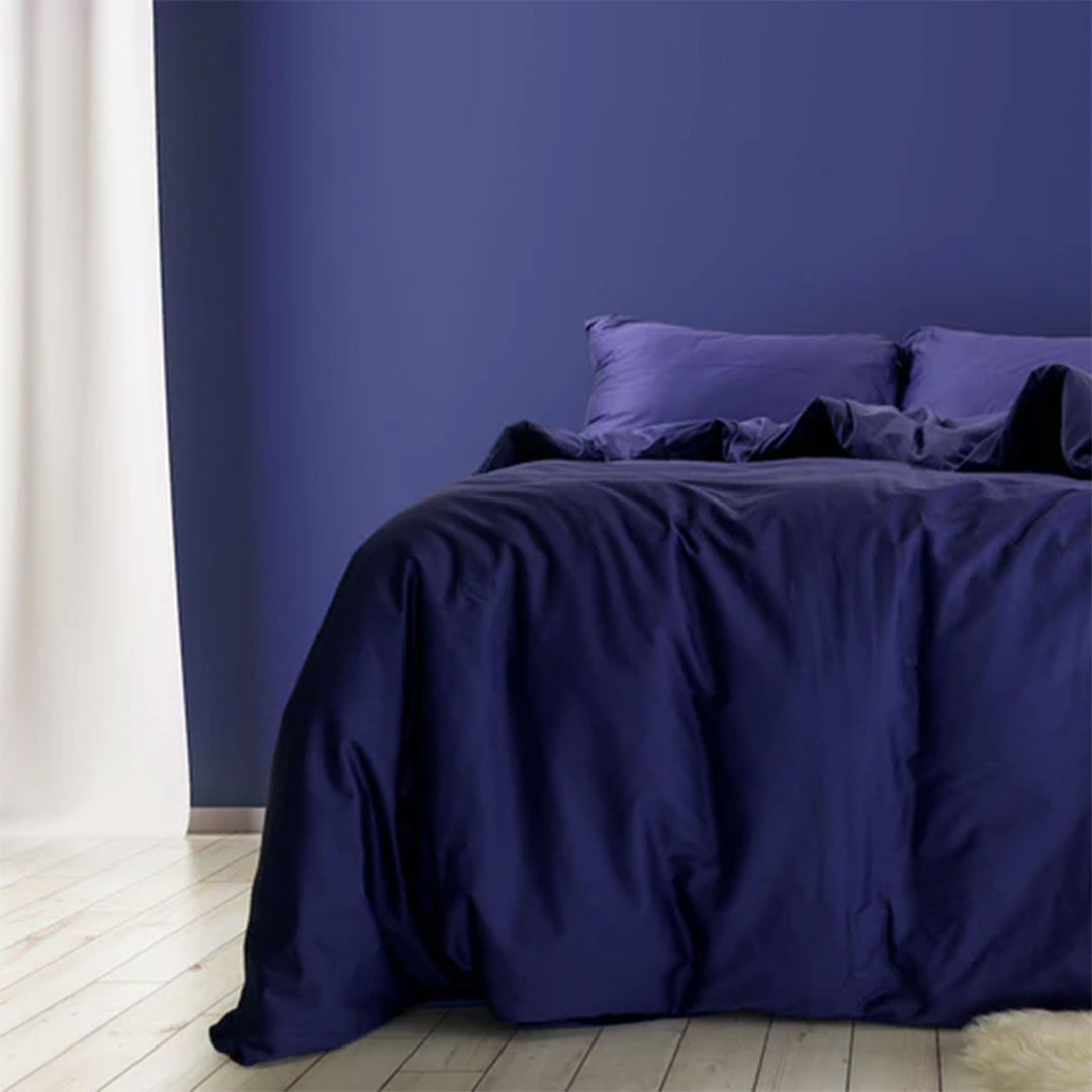 Sleepgram Supima 400 Thread Count Cotton Duvet Cover w/Travel Bag, Queen, Violet