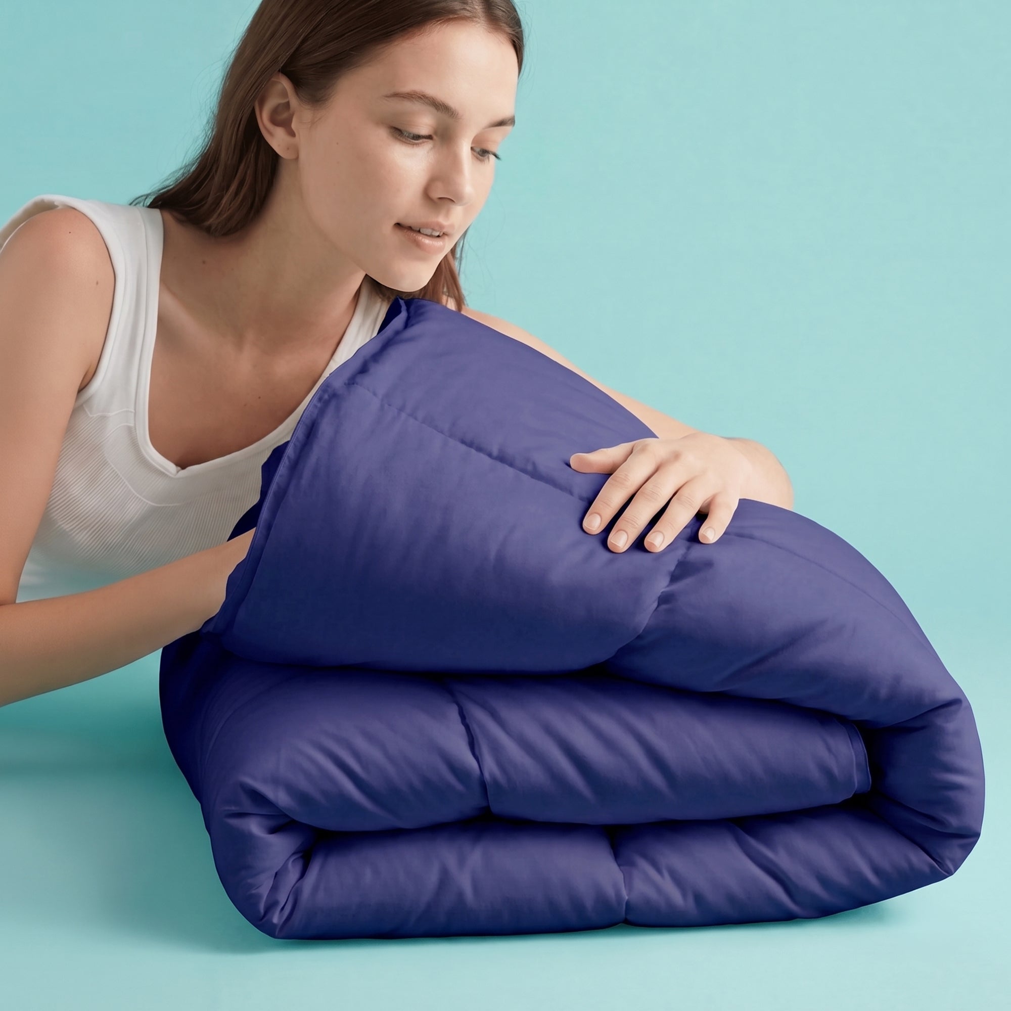 Sleepgram Supima 400 Thread Count Cotton Duvet Cover w/ Travel Bag, King, Violet - VMInnovations