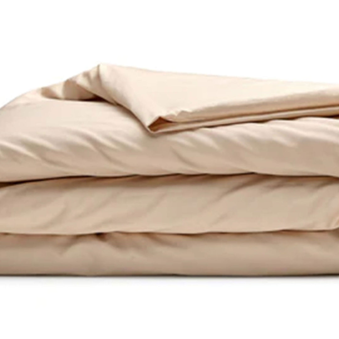 Sleepgram 400 Thread Count Cotton Duvet Cover w/Travel Bag, King, Sand(Open Box)