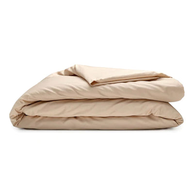 Sleepgram Supima 400 Thread Count Cotton Duvet Cover and Travel Bag, Queen, Sand