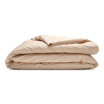 Sleepgram Supima 400 Thread Count Cotton Duvet Cover with Travel Bag, Twin, Sand