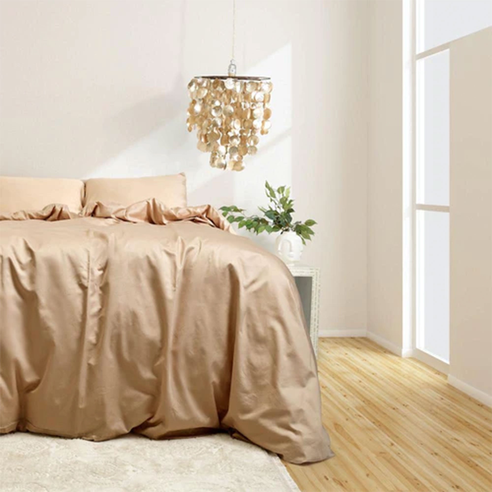 Sleepgram Supima 400 Thread Count Cotton Duvet Cover and Travel Bag, Queen, Sand