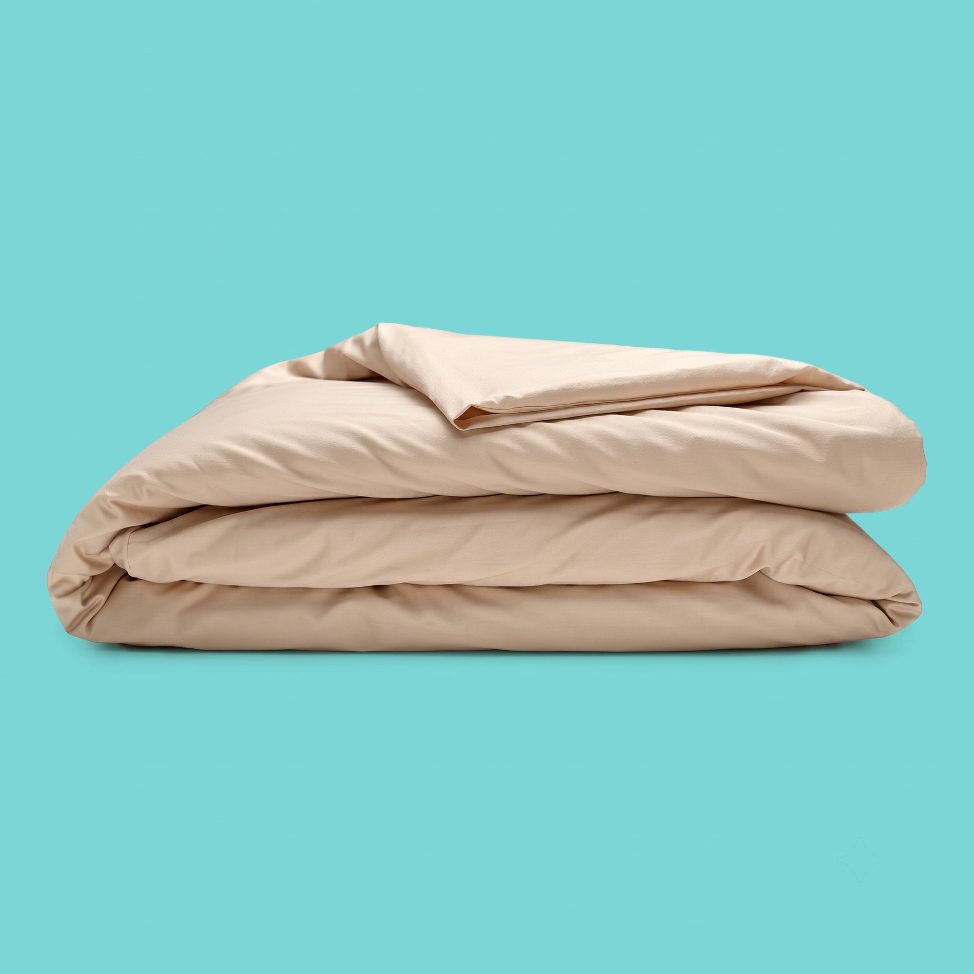 Sleepgram Supima 400 Thread Count Cotton Duvet Cover with Travel Bag, King, Sand