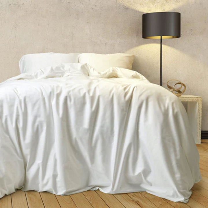 Sleepgram 400 Thread Count Cotton Duvet Cover & Travel Bag, Twin,White(Open Box)