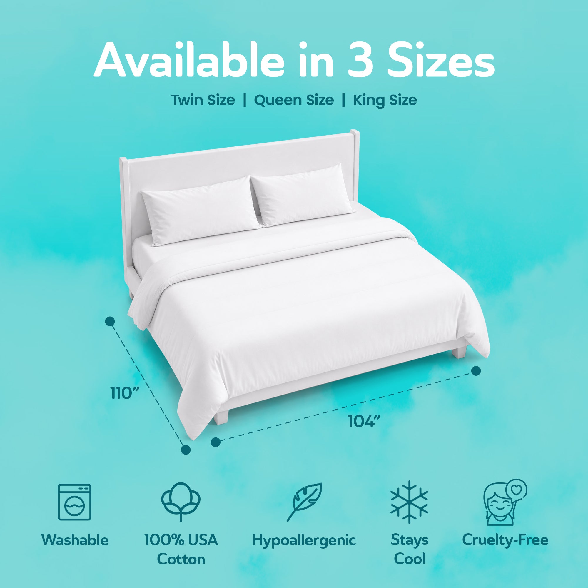 Sleepgram Supima 400 Thread Count Cotton Duvet Cover and Travel Bag, King, White