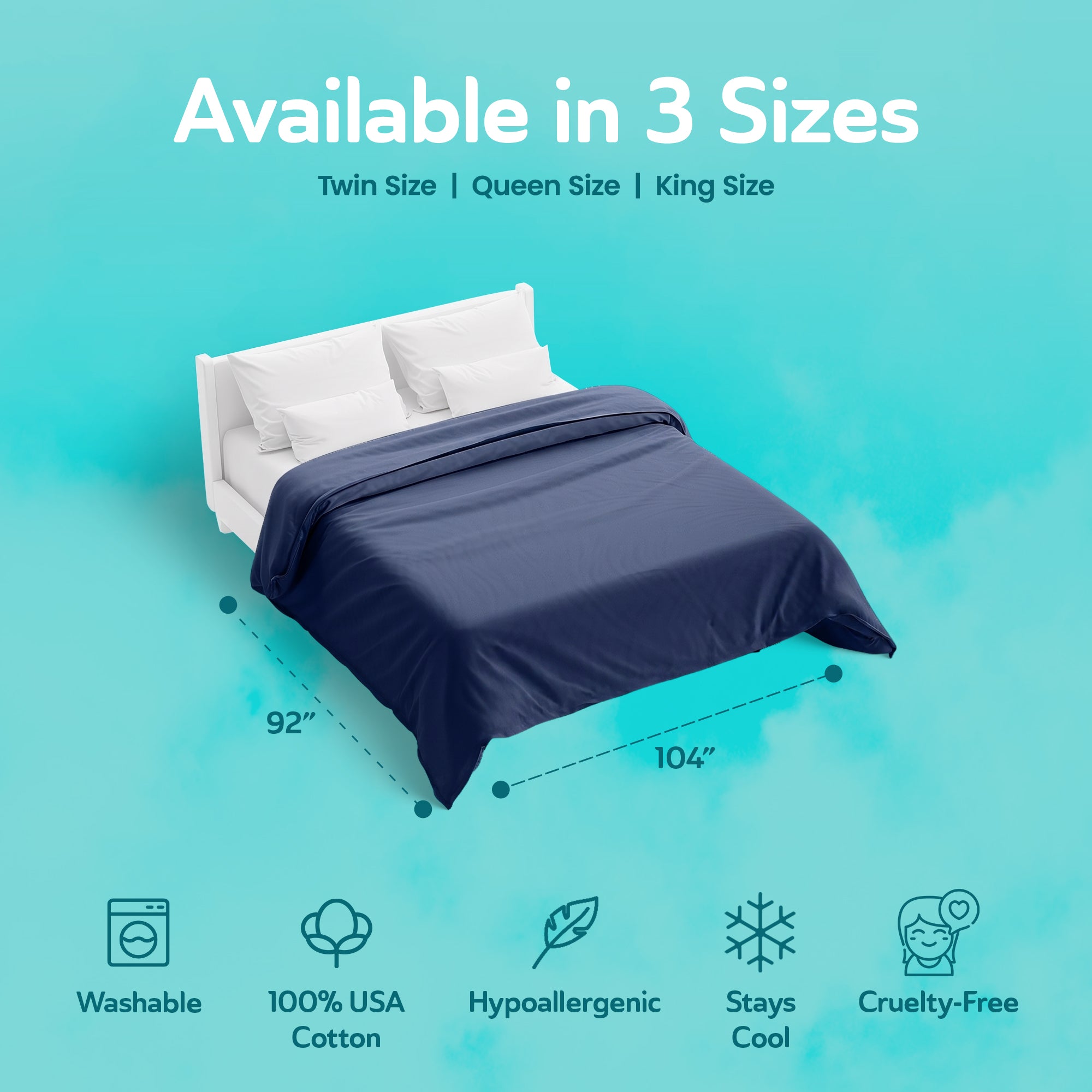 Sleepgram Supima 400 Thread Count Cotton Duvet Cover and Travel Bag, Queen, Blue - VMInnovations