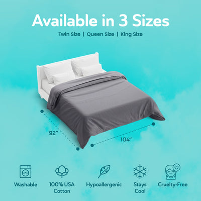 Sleepgram Supima 400 Thread Count Cotton Duvet Cover and Travel Bag, Queen, Grey - VMInnovations