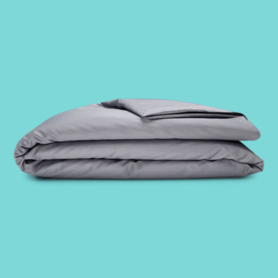 Sleepgram Supima 400 Thread Count Cotton Duvet Cover and Travel Bag, Queen, Grey - VMInnovations