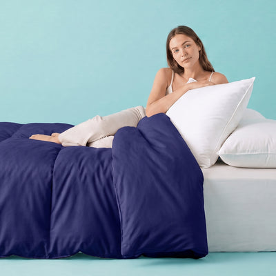 Sleepgram Supima 400 Thread Count Cotton Duvet Cover w/Travel Bag, Queen, Violet