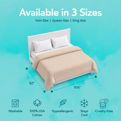 Sleepgram Supima 400 Thread Count Cotton Duvet Cover and Travel Bag, Queen, Sand