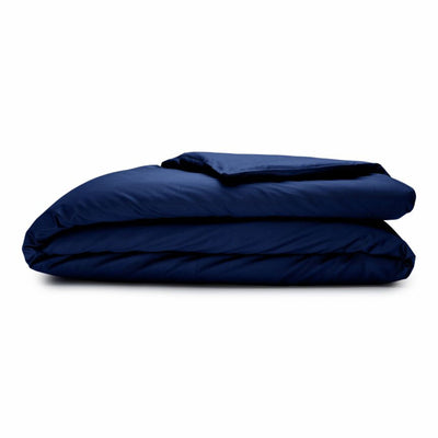 Sleepgram Supima 400 Thread Count Cotton Duvet Cover w/ Travel Bag, Twin, Blue