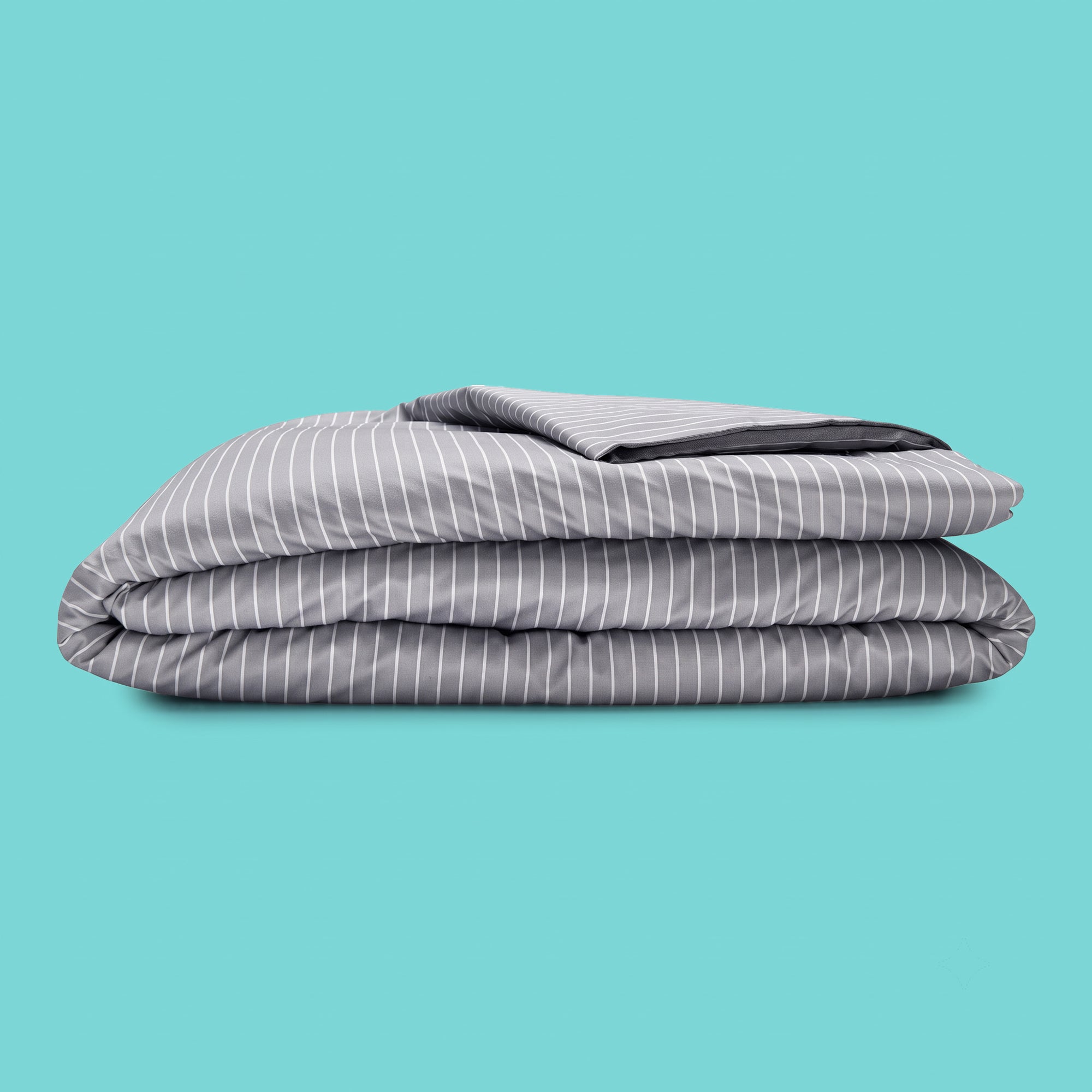 Sleepgram Supima 400 Thread Count Cotton Duvet Cover with Travel Bag, Twin, Grey