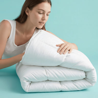 Sleepgram Supima 400 Thread Count Cotton Duvet Cover and Travel Bag, Twin, White