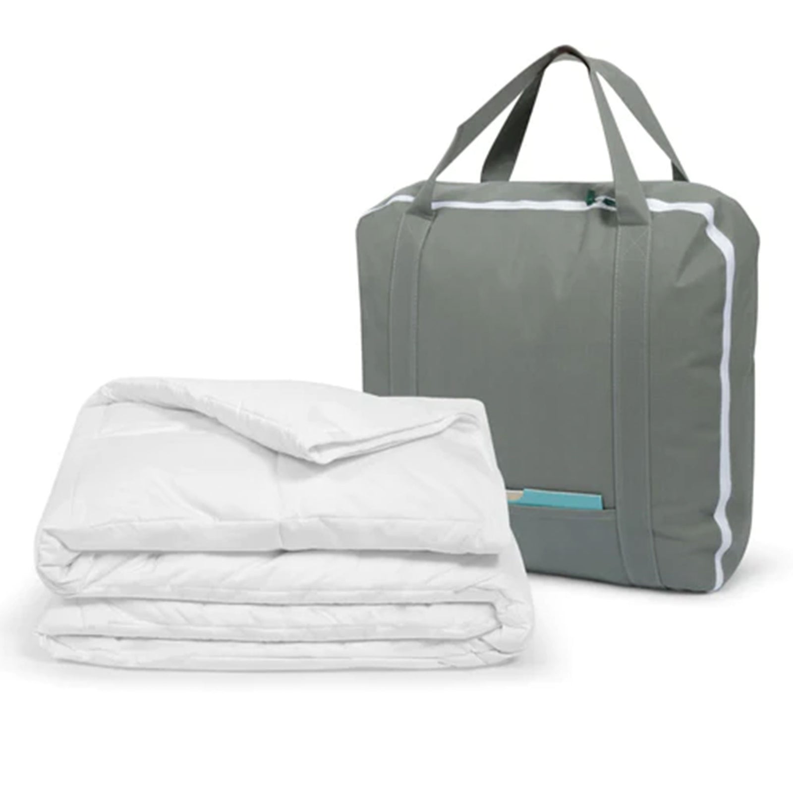 Sleepgram Twin Sized Pre Shrunk Lightweight Embroidered Cotton Comforter, White - VMInnovations