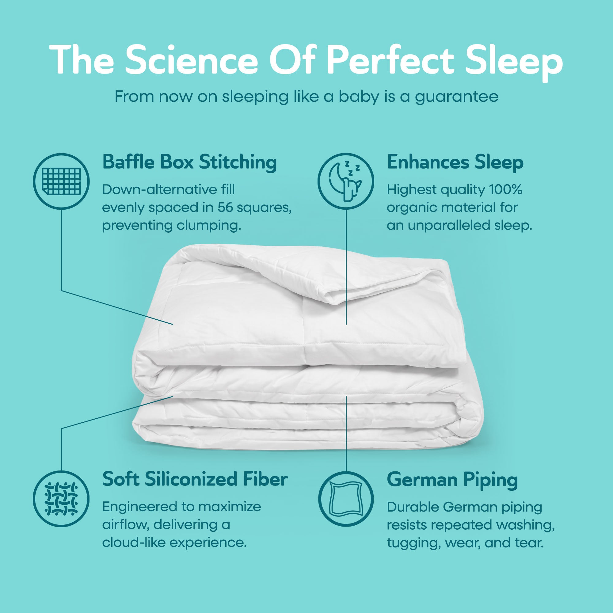 Sleepgram Twin Sized Pre Shrunk Lightweight Embroidered Cotton Comforter, White - VMInnovations