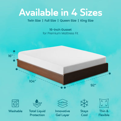 Sleepgram Breathable Sweat Proof Cotton Cover Mattress Protector, Queen, White