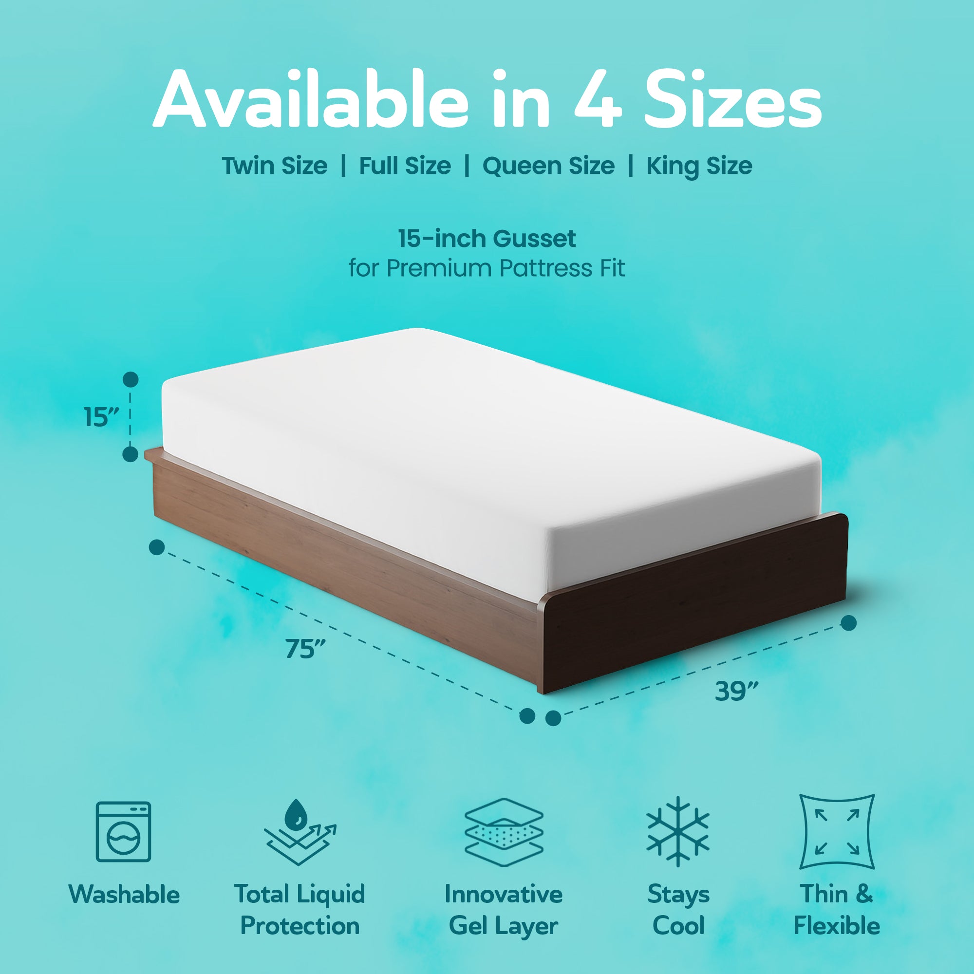 Sleepgram Breathable Sweat Proof Cotton Cover Mattress Protector, Twin, White - VMInnovations