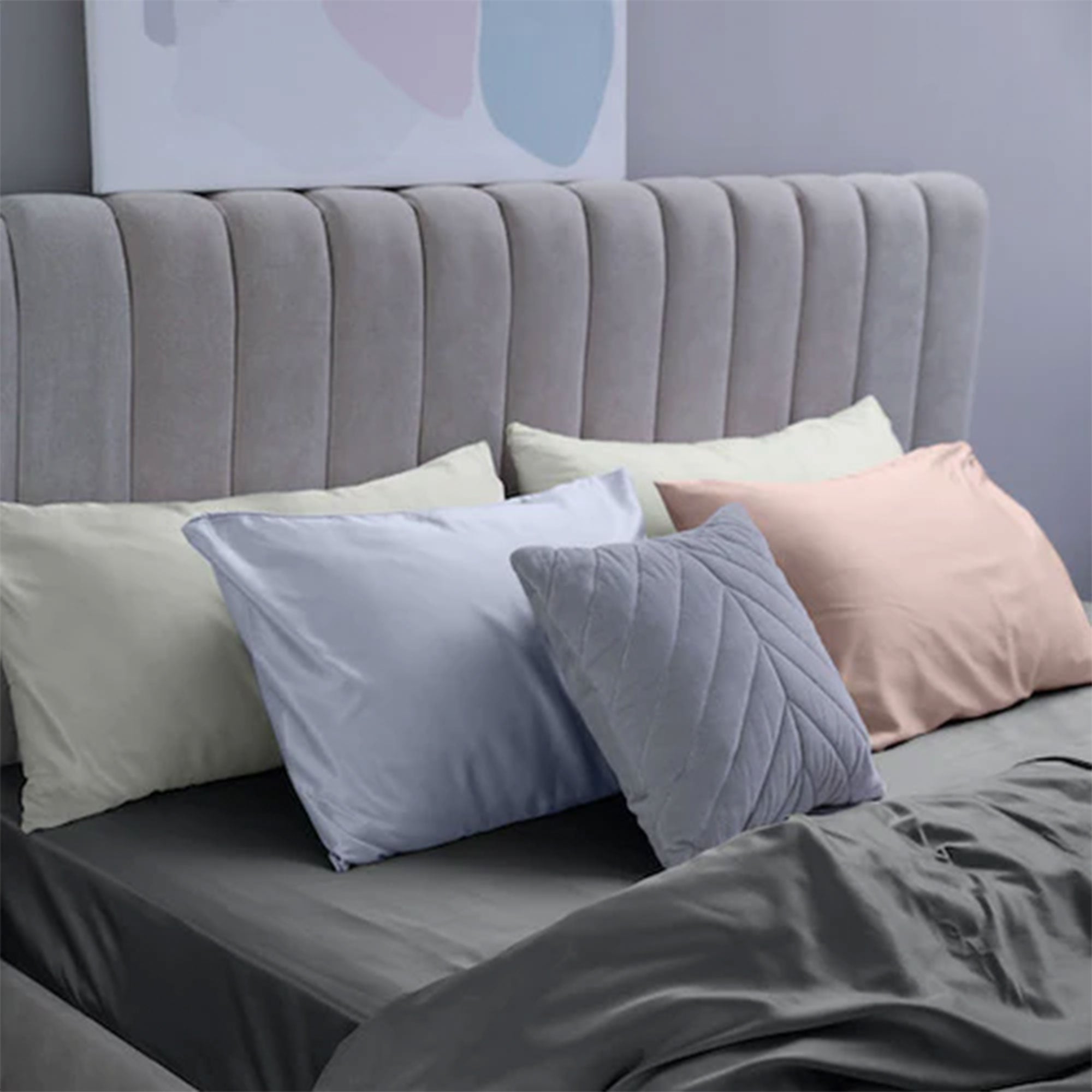 Sleepgram Queen Size Breathable Cooling Silk Pillowcase, Grey Stone (Open Box) - VMInnovations