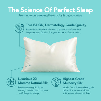 Sleepgram Regular King Size Breathable Cooling Grade 6A Silk Pillowcase, White