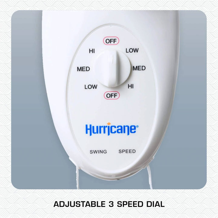 Hurricane Supreme 12 Inch Oscillating 3 Speed Portable Wall Mount Fan, White