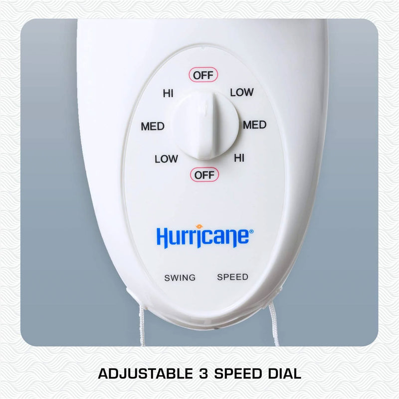 Hurricane Supreme 12" 90 Degree Oscillating 3 Speed Wall Mounted Fan,White(Used)