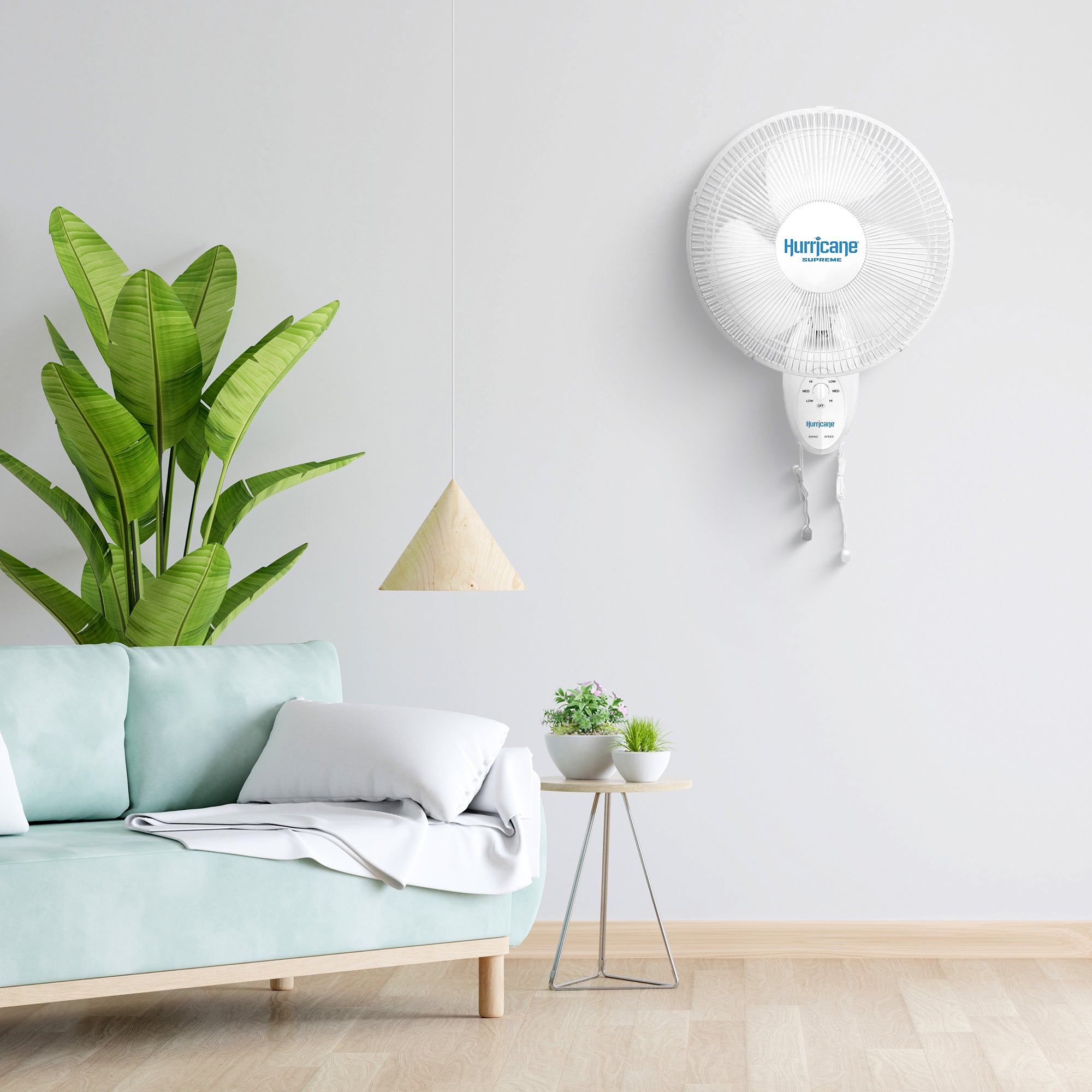 Hurricane Supreme 12" 90 Deg Oscillating 3 Speed Wall Mounted Fan, White (Used) - VMInnovations