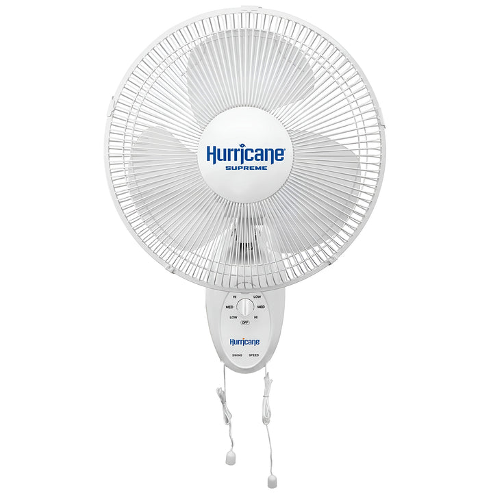 Hurricane Supreme 12 Inch Oscillating 3 Speed Portable Wall Mount Fan, White