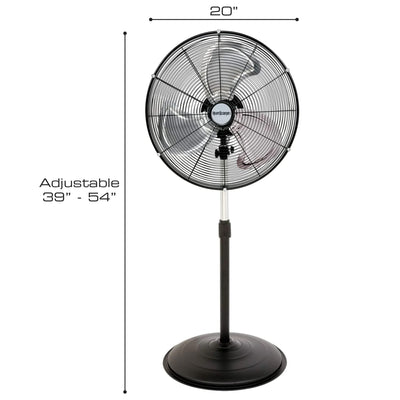 Hurricane Pro Series 20 Inch High Velocity Oscillating Pedestal Stand Fan, Black - VMInnovations