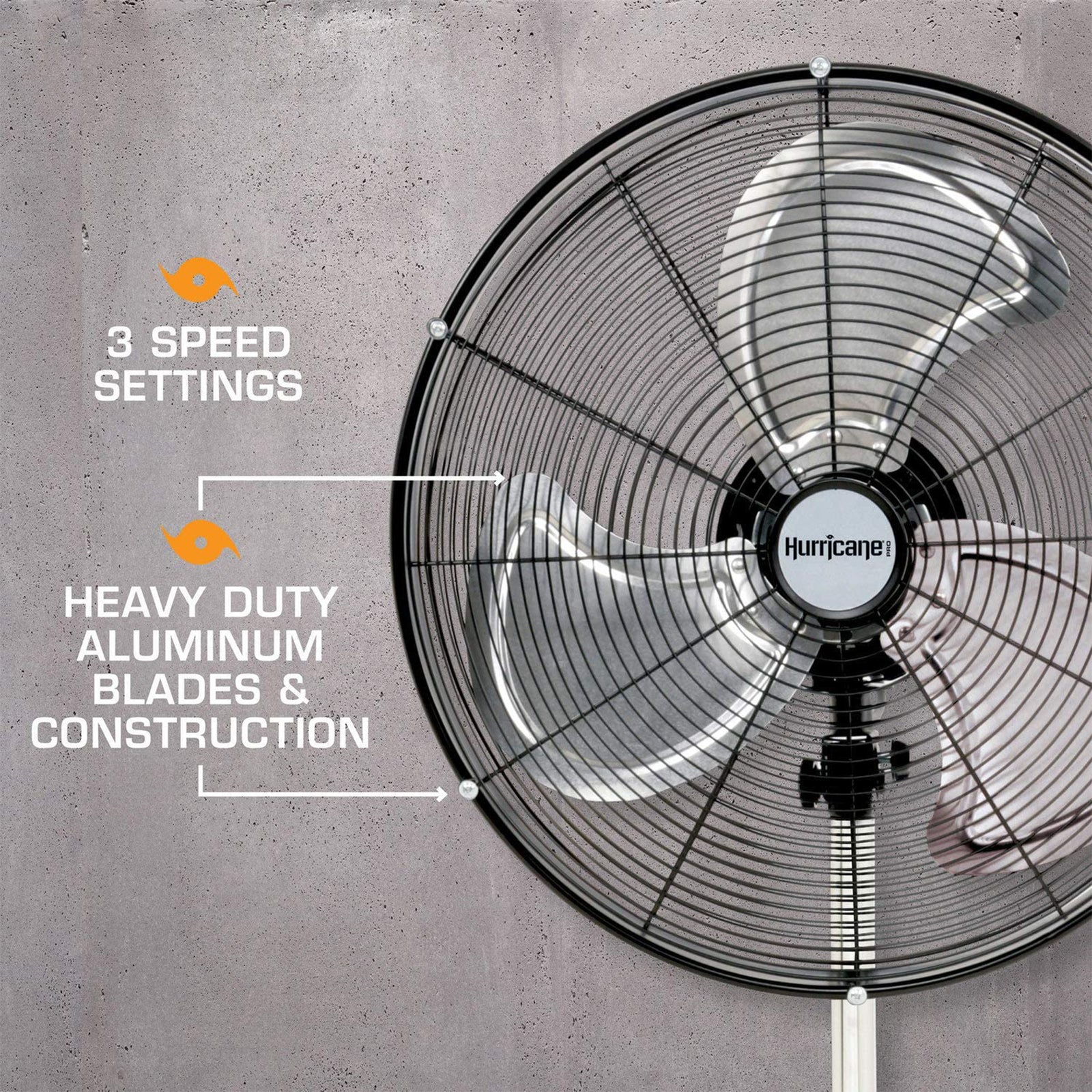 Hurricane Pro Series 20 Inch High Velocity Oscillating Pedestal Stand Fan, Black - VMInnovations