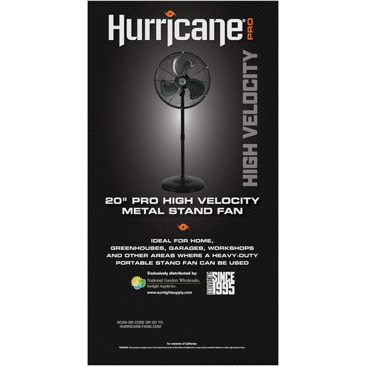 Hurricane Pro Series 20" High Velocity Oscillating Pedestal Fan,Black(For Parts)