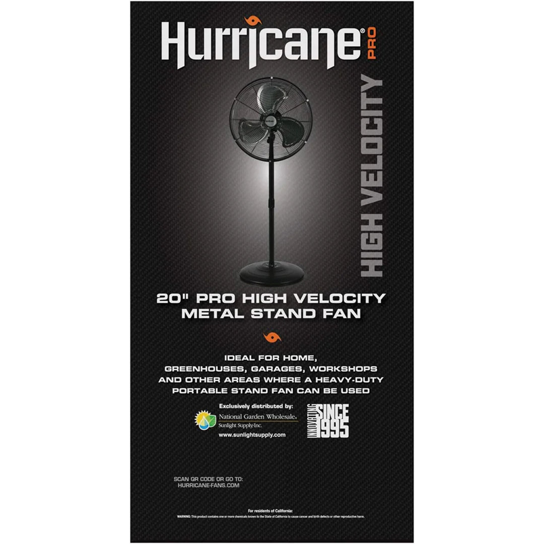 Hurricane Pro Series 20" High Velocity Oscillating Pedestal Fan, Black(Open Box) - VMInnovations