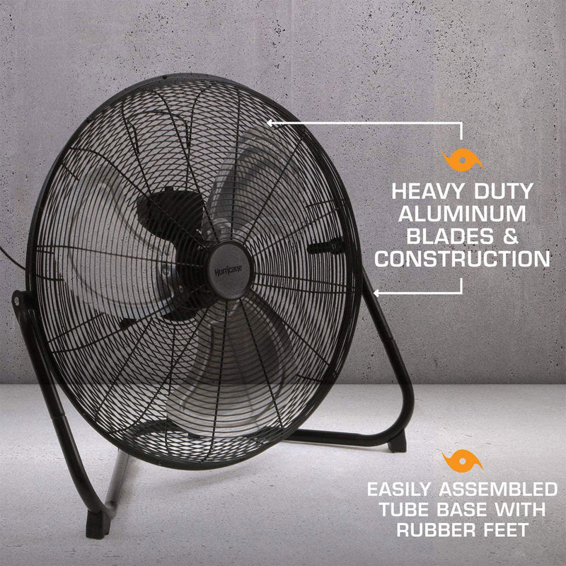 Hurricane Pro 20" 3 Adjustable Speed High Velocity Floor Fan, Black (Open Box)