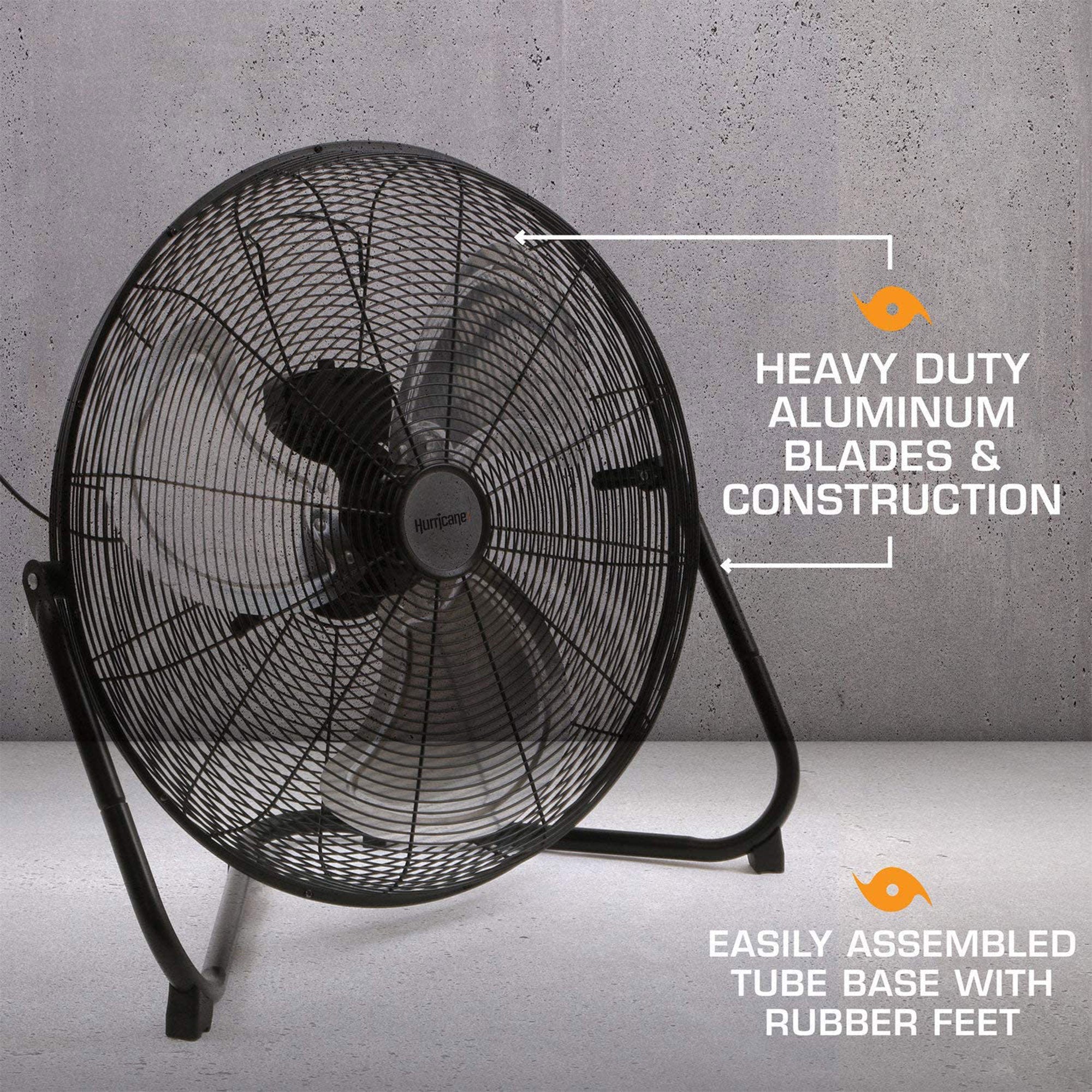 Hurricane Pro 20 Inch 3 Adjustable Speed High Velocity Metal Fan, Black