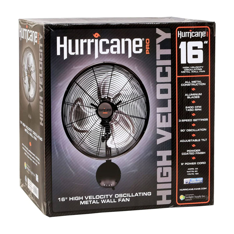 Hurricane 16" Pro High Velocity Oscillating Metal Wall Mount Fan, Black (Used)