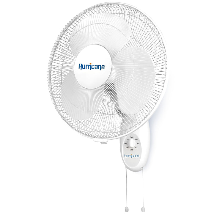 Hurricane Supreme 16 Inch 90 Degree Oscillating 3 Speed Wall Mounted Fan, White