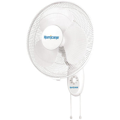 Hurricane 16 Inch 90 Degree Oscillating 3 Speed Wall Mounted Fan, White (Used)