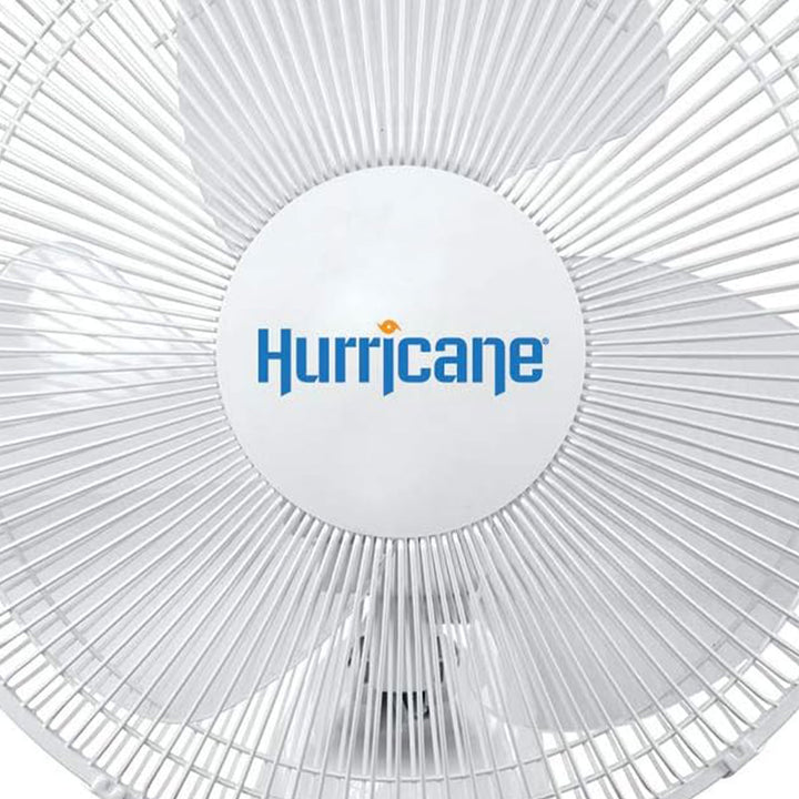 Hurricane Supreme 16 Inch 90 Degree Oscillating 3 Speed Wall Mounted Fan, White