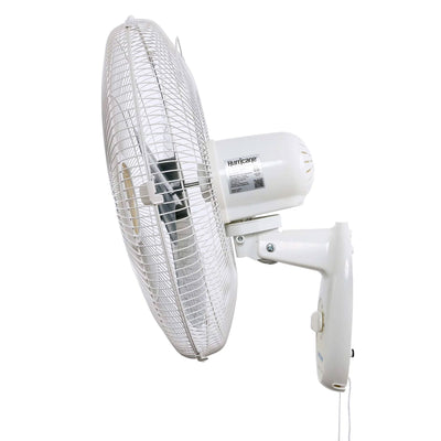 Hurricane Supreme 18 Inch 90 Degree Oscillating 3 Speed Wall Mounted Fan, White