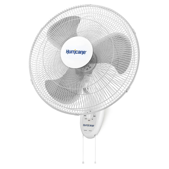 Hurricane Supreme 18 Inch 90 Degree Oscillating 3 Speed Wall Mounted Fan, White