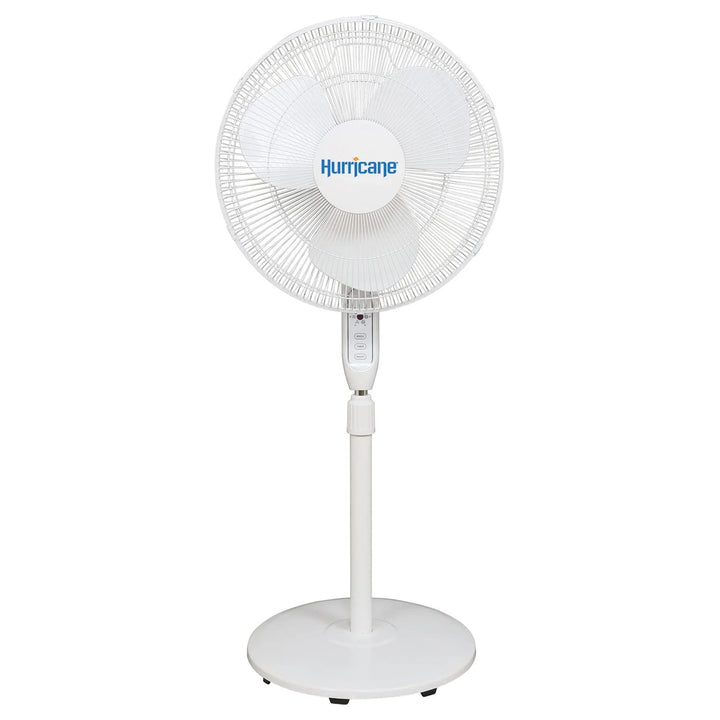 Hurricane Supreme 16" 3 Speed Oscillating Stand Pedestal Fan with Remote, White